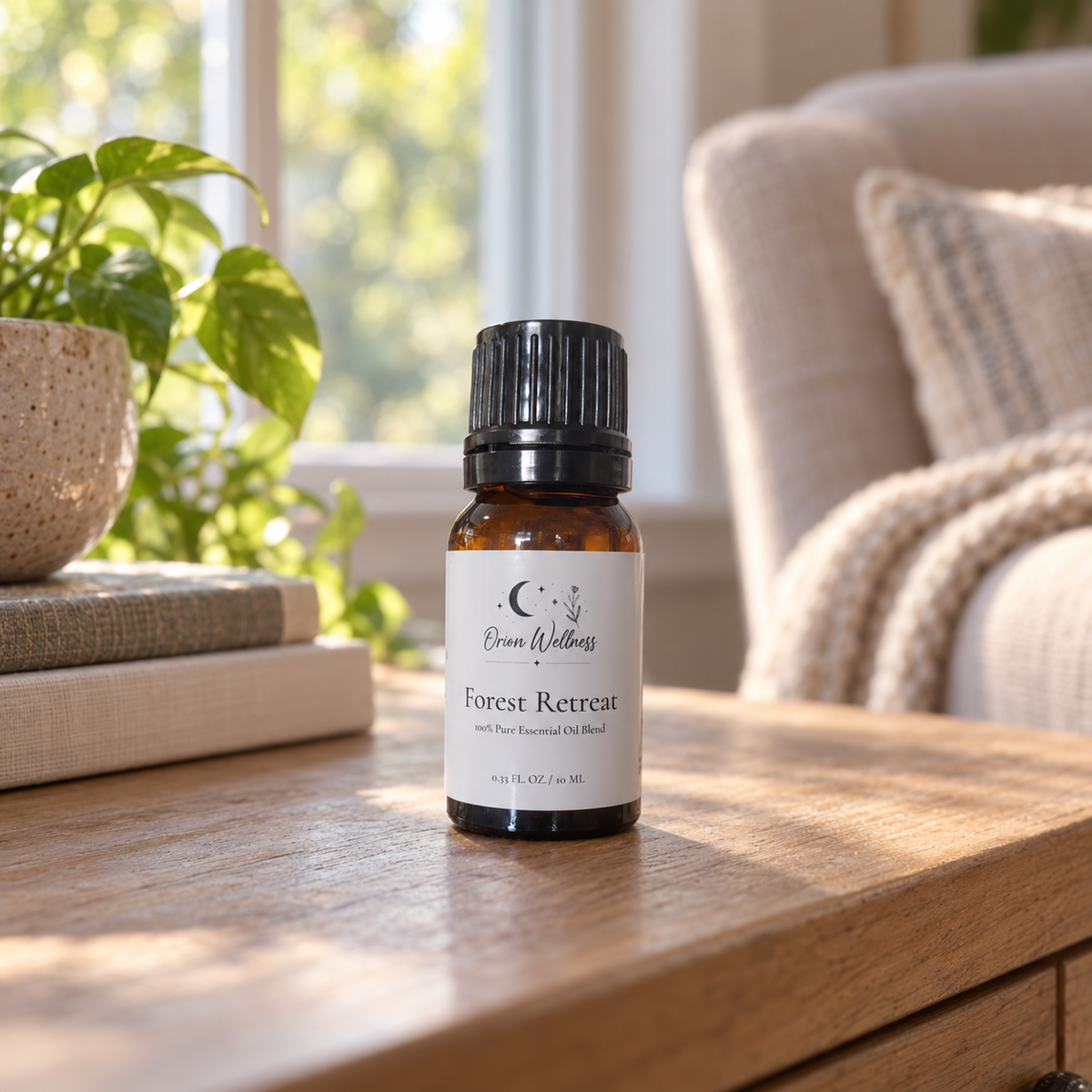 Orion Wellness Forest Retreat 10 mL diffuser blend in a home setting