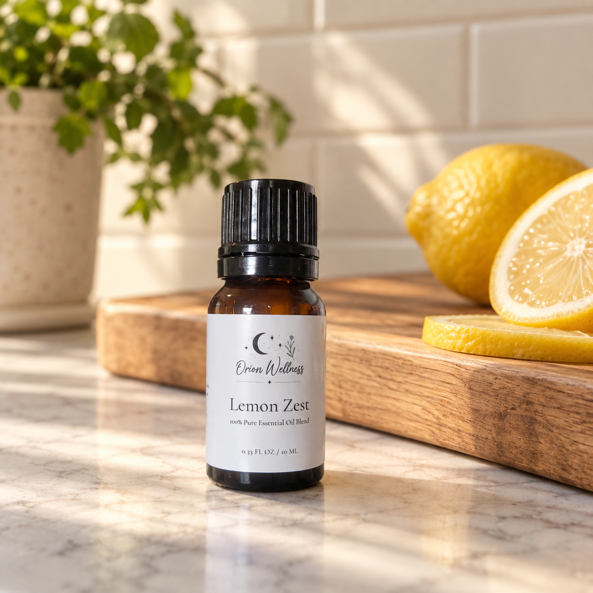 Orion Wellness Lemon Zest 10 mL diffuser blend in a home setting