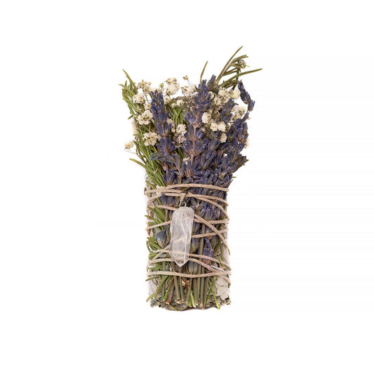 Floral Sage Clear Quartz Pendant Smudge Stick