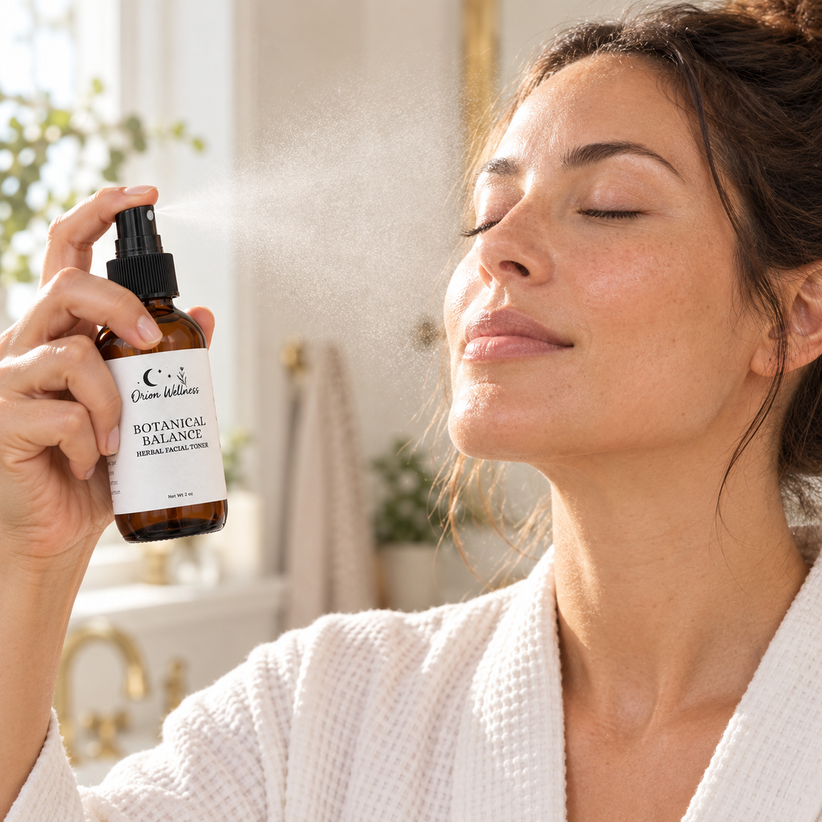 Botanical Balance Facial Mist shown in a natural on-skin application