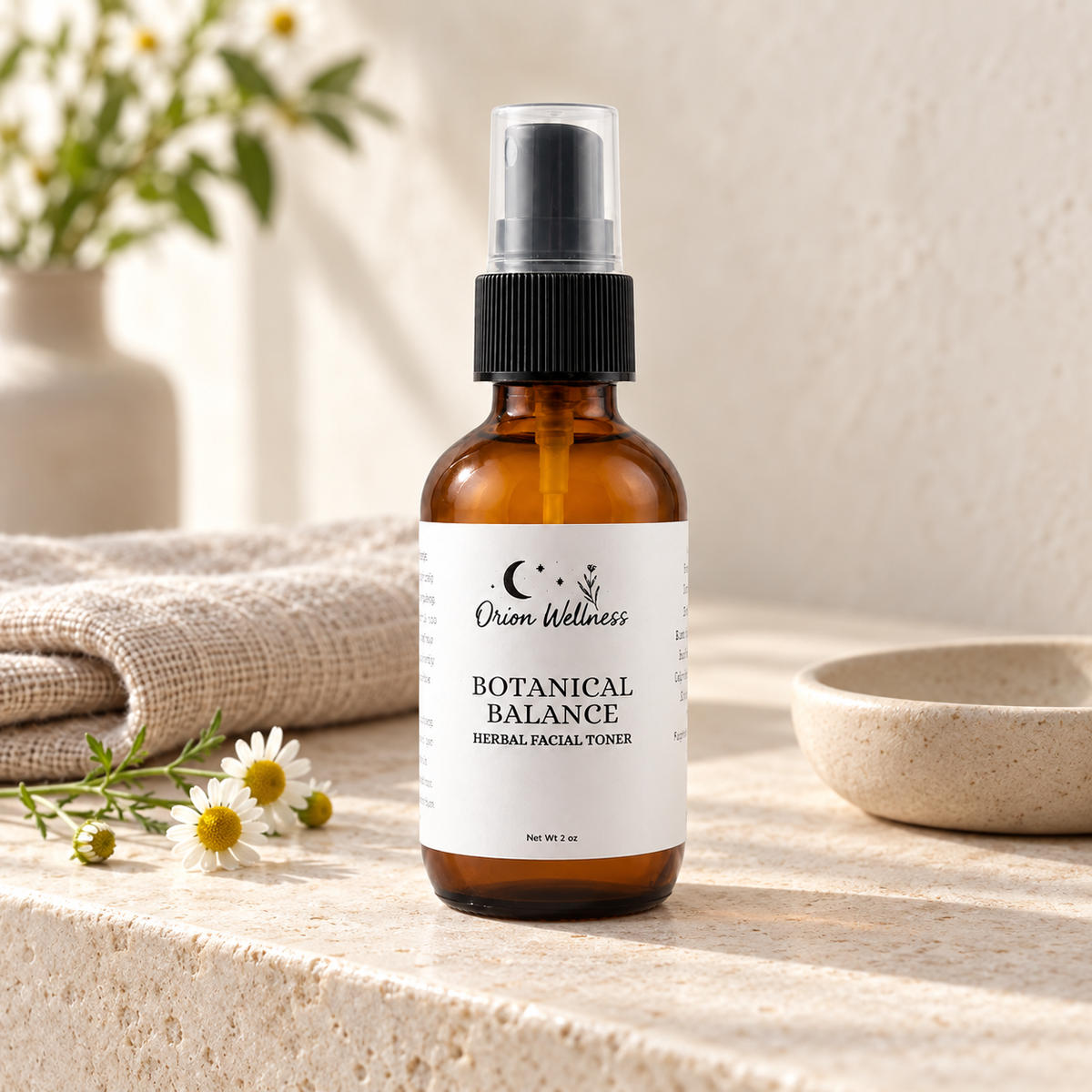 Botanical Balance Facial Mist in a warm botanical lifestyle setting