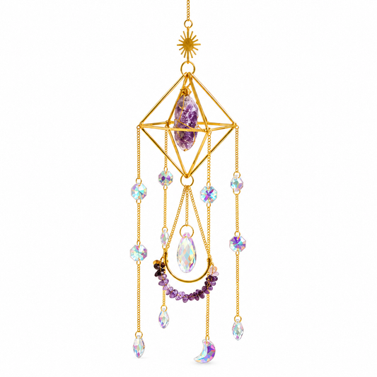 Celestial Amethyst Sun Catcher on white background