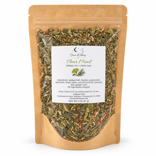 Orion Wellness Clear Mind 2 oz loose leaf tea on white background