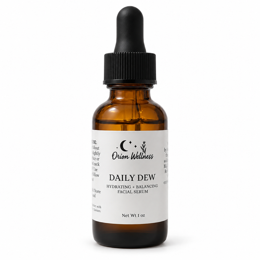 Daily Dew Facial Serum by Orion Wellness on a white background