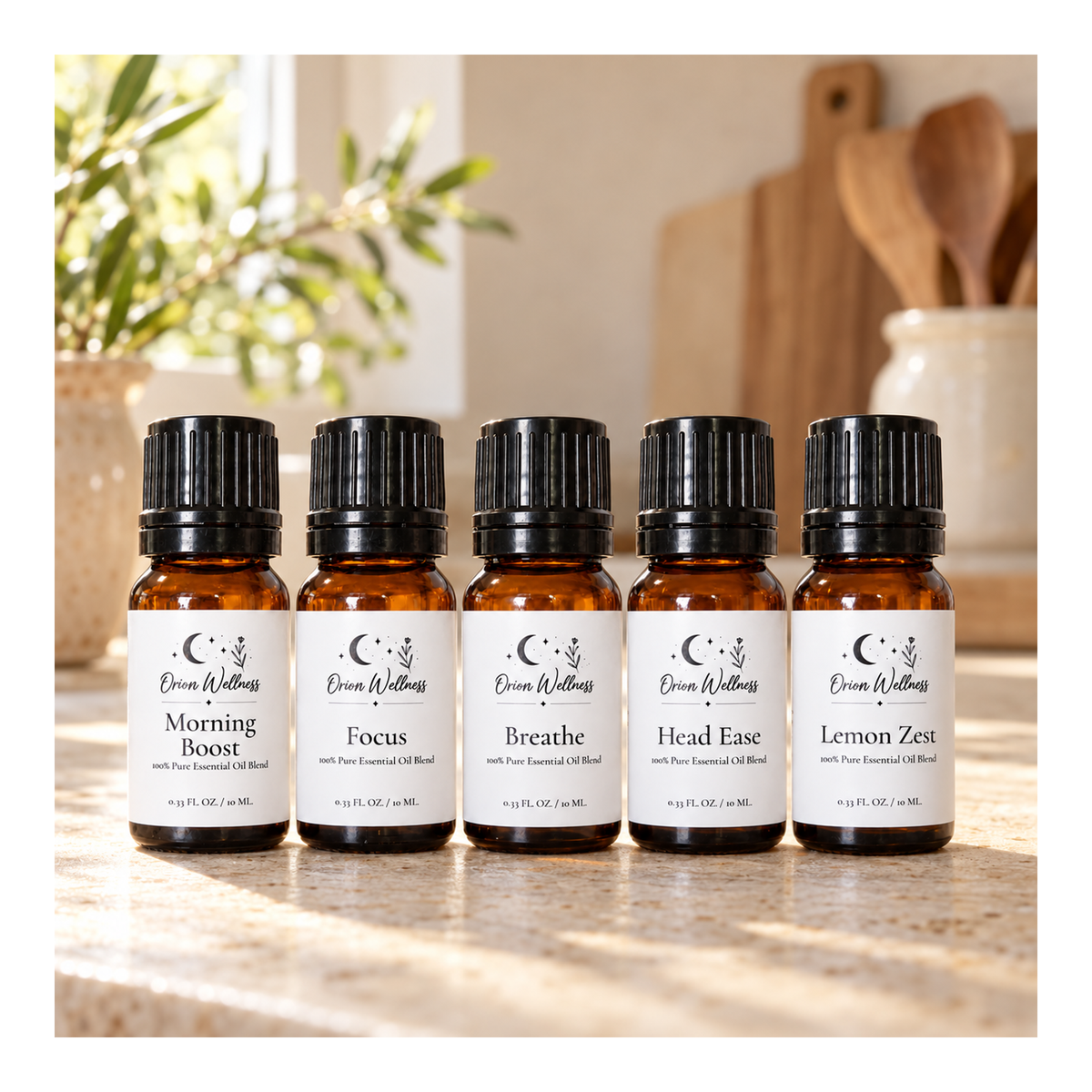 Orion Wellness daytime diffuser blend set in a home setting