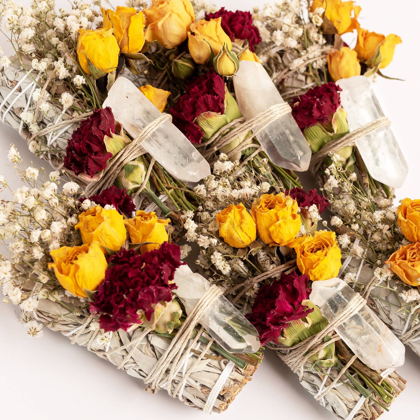 Floral Sage Clear Quartz Smudge Stick