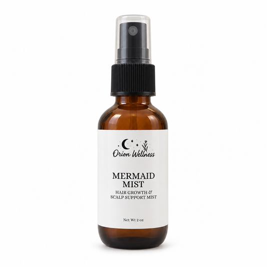 Mermaid Mist hair and scalp spray by Orion Wellness on a white background