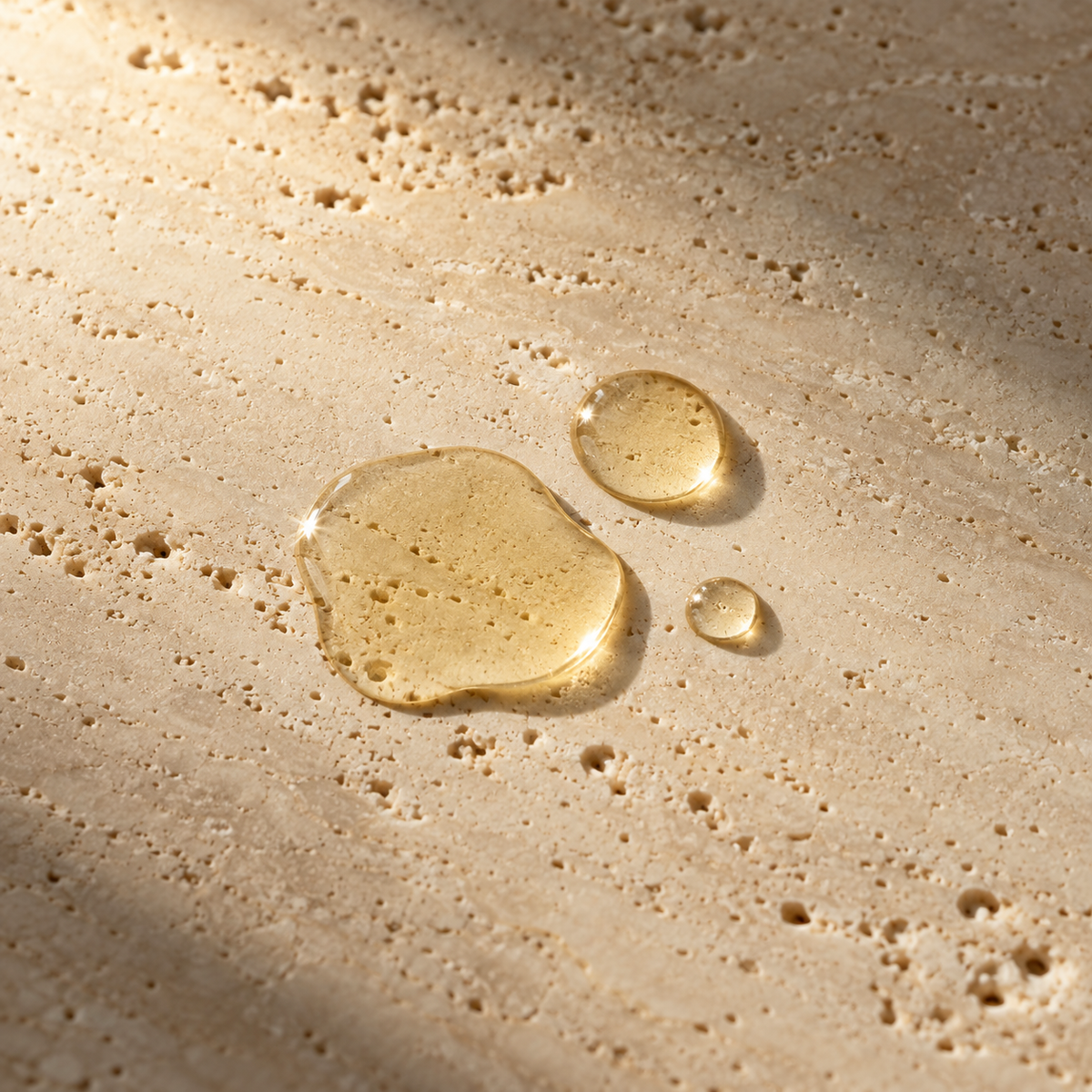 Vitamin C Facial Oil styled texture illustration on warm stone