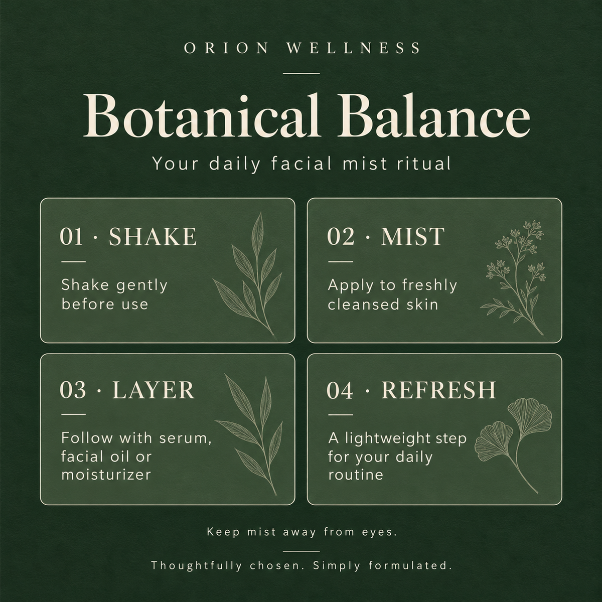Botanical Balance facial mist daily routine instructions