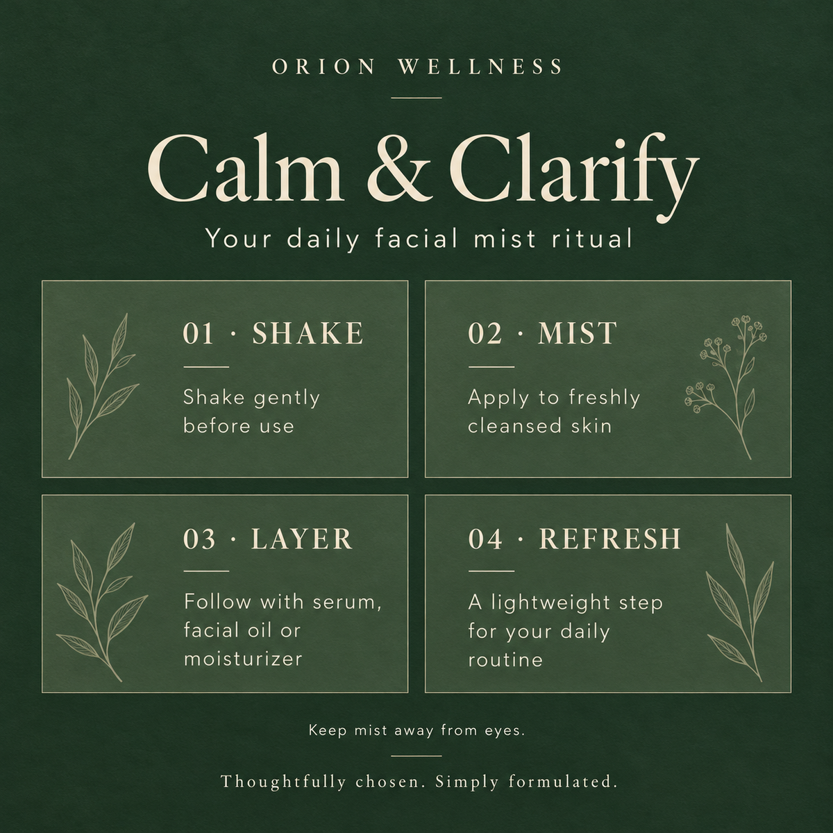 Calm & Clarify facial mist daily routine instructions