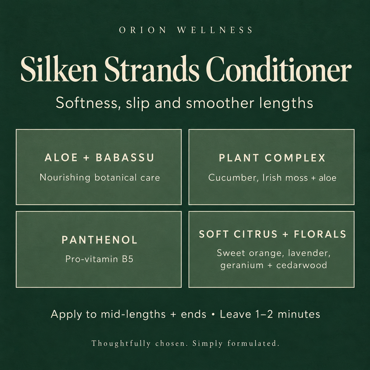 Silken Strands Conditioner key ingredients and haircare details
