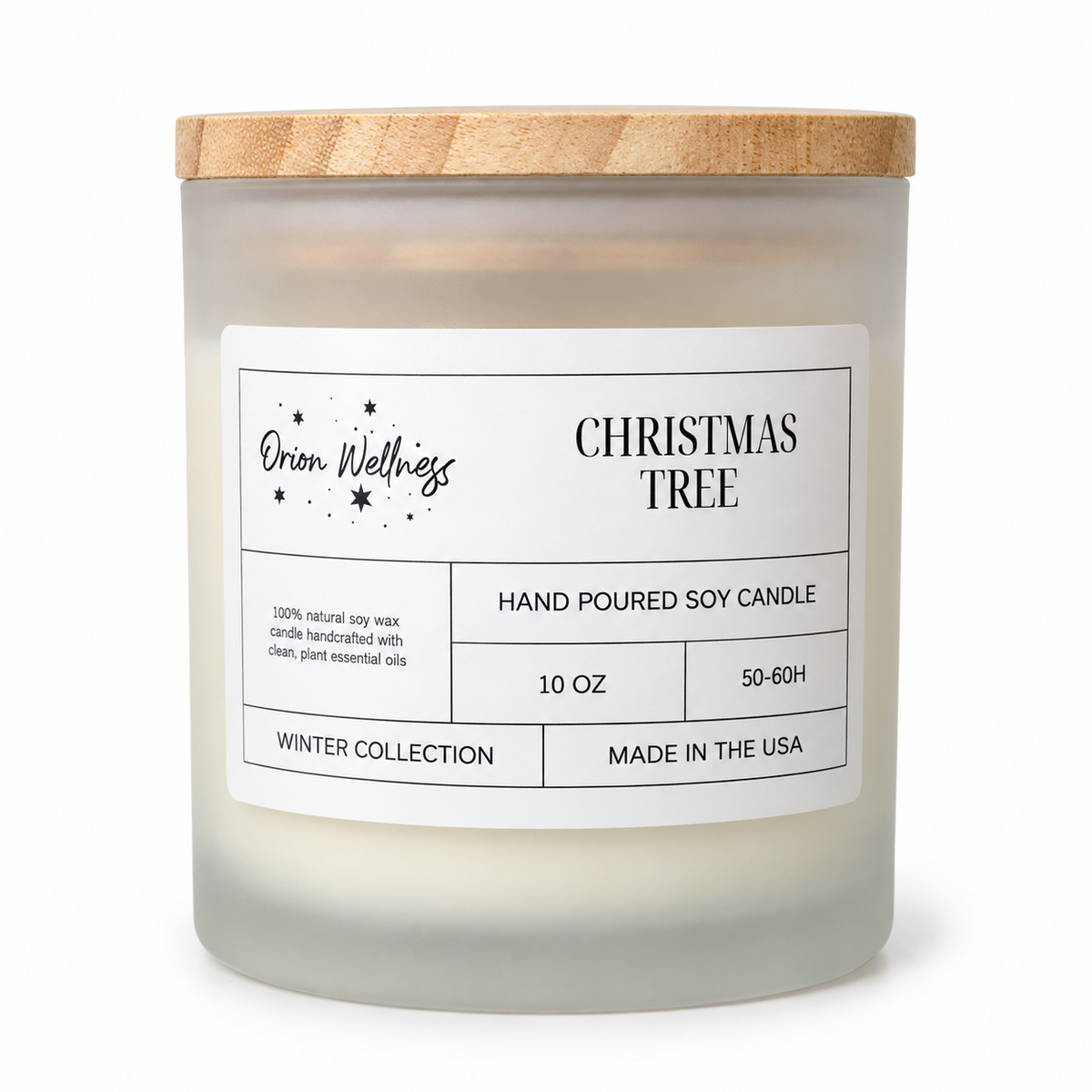 Christmas Tree soy candle on a white background