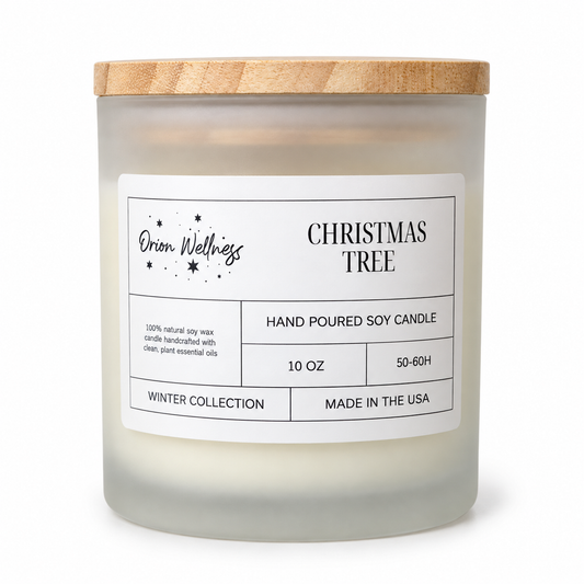Christmas Tree soy candle on a white background