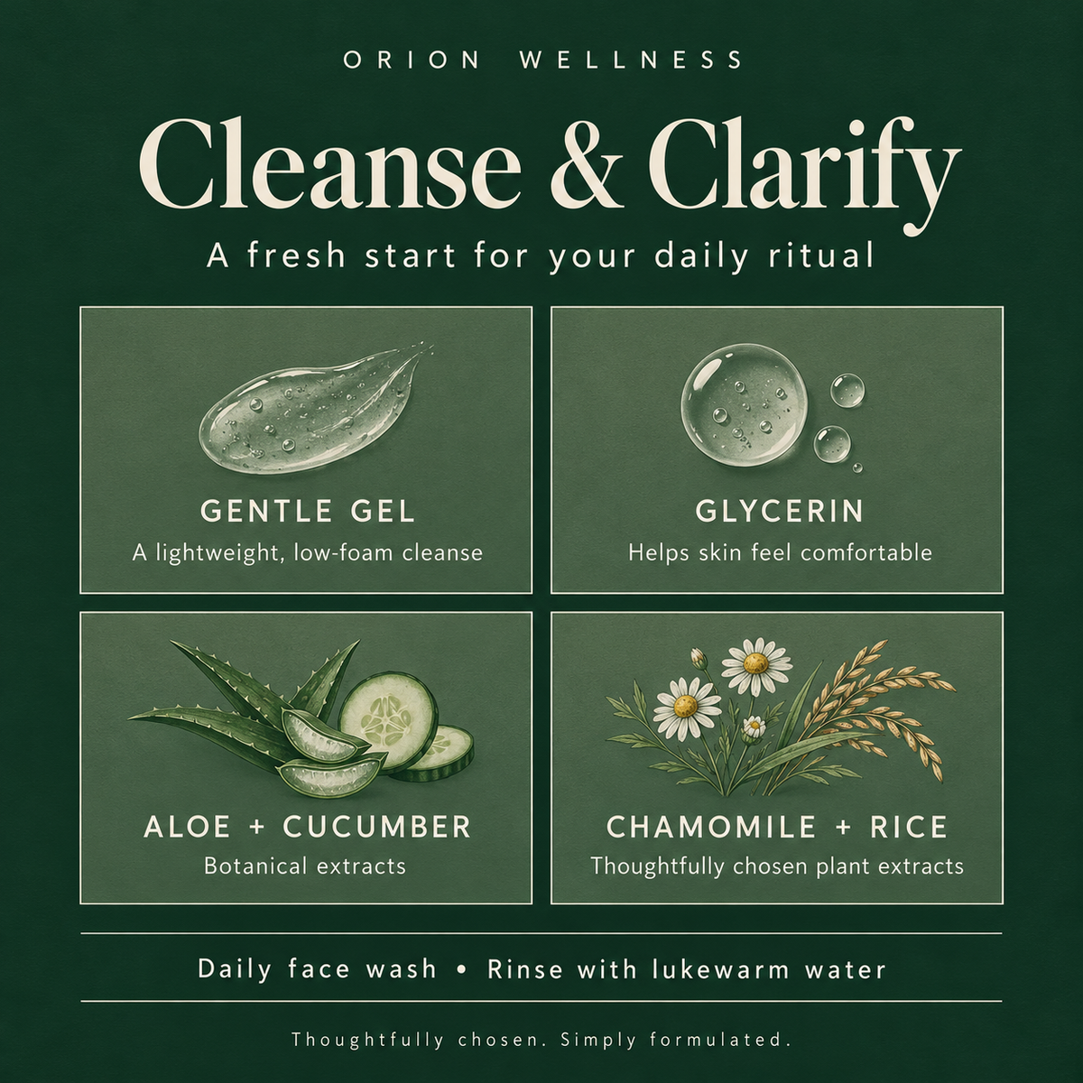 Cleanse & Clarify gentle gel face wash ingredients