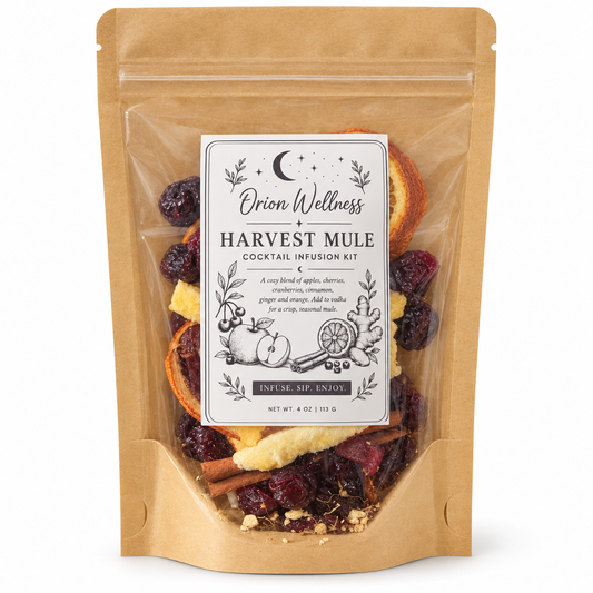 Harvest Mule cocktail infusion kit in kraft pouch on a white background