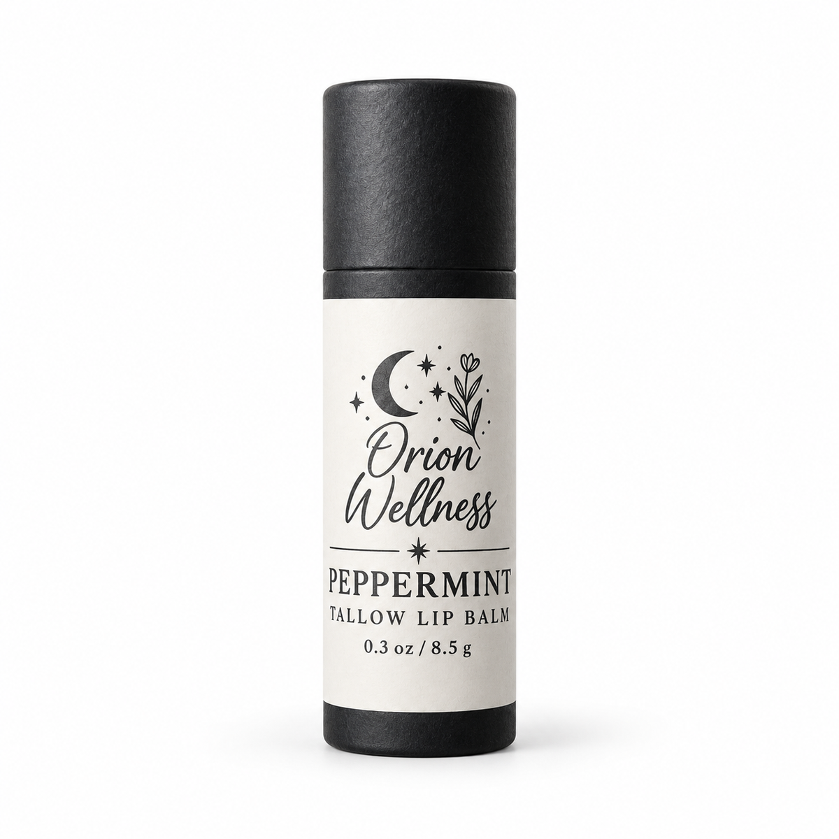 Peppermint Tallow Lip Balm, 0.3 oz, on a white background
