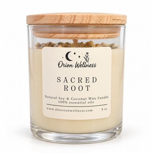 Sacred Root Candle on a white background