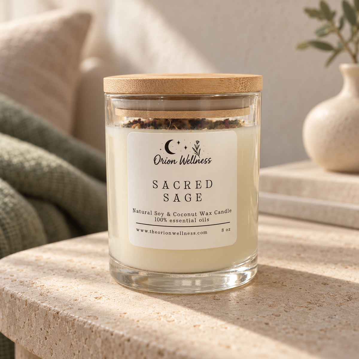 Sacred Sage Candle lifestyle photograph