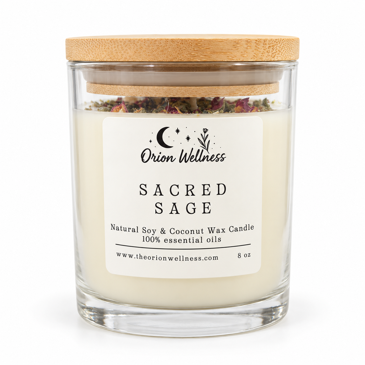 Sacred Sage Candle white photograph