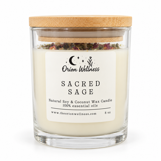 Sacred Sage Candle white photograph