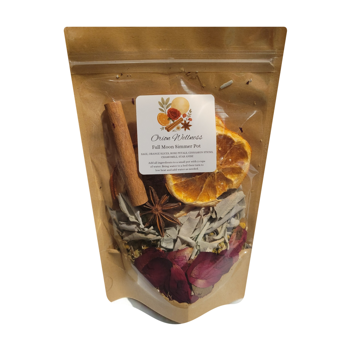 Orion Wellness Full Moon Simmer Pot pouch on a white background
