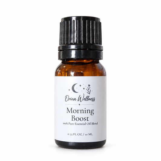 Orion Wellness Morning Boost 10 mL diffuser blend on a white background