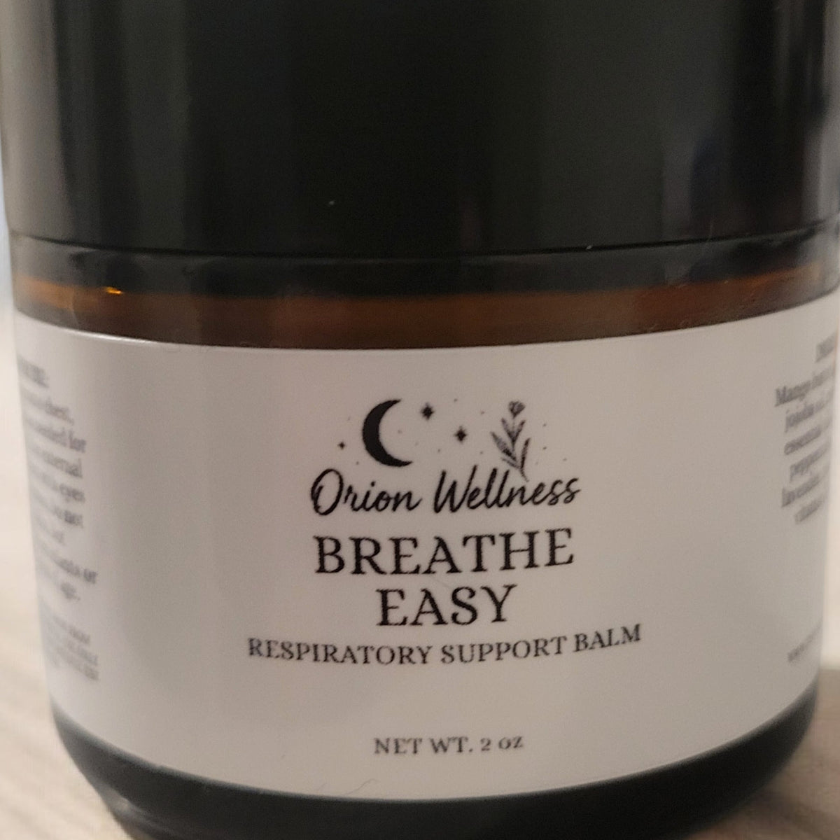 Breathe Easy Salve label close-up, included in Breathe Easy Mini Ritual