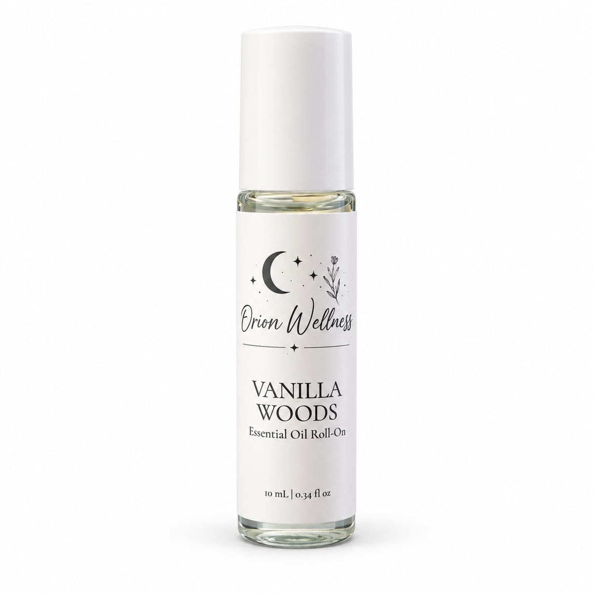 Orion Wellness Vanilla Woods 10 mL roll-on on a white background