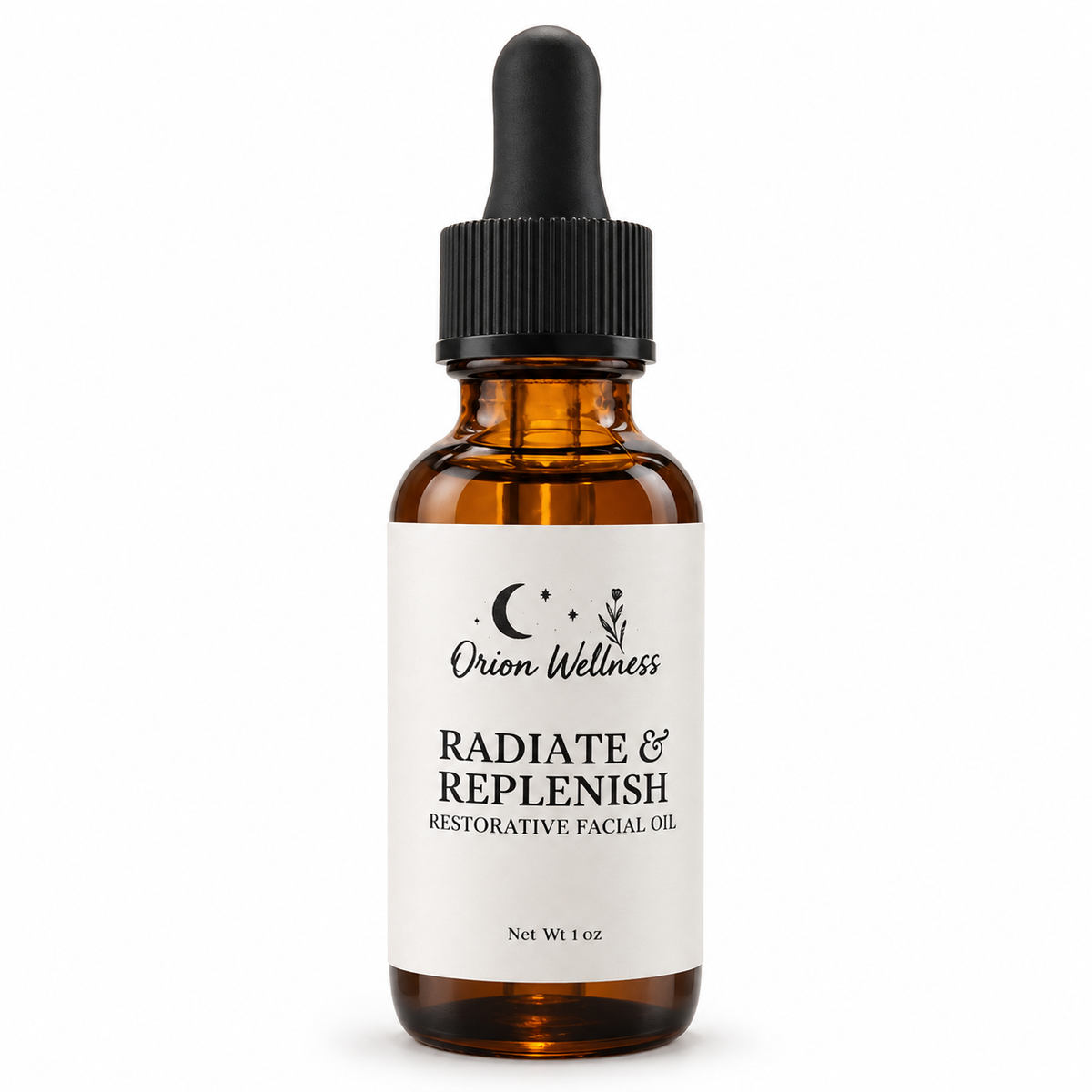 Radiate & Replenish Facial Oil by Orion Wellness on a clean white background