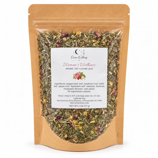 Orion Wellness Women's Wellness loose leaf tea, 2 oz pouch on white background